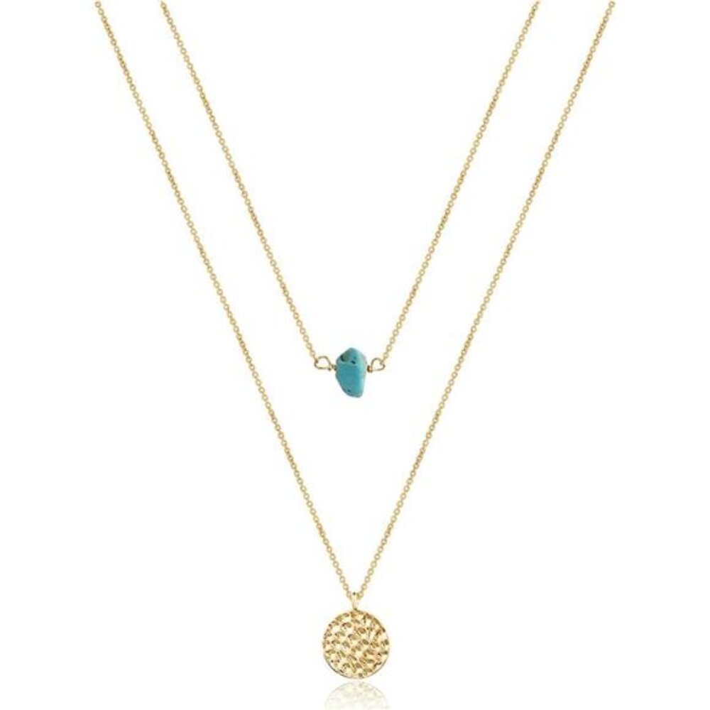 Dainty Layered Choker Necklace, Handmade 14K Gold Plated Y Pendant